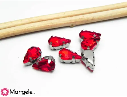 Distantier montee cu rhinestone de cristal 10x6mm rosu