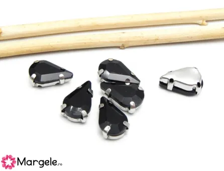 Distantier montee cu rhinestone de cristal 13x8mm negru