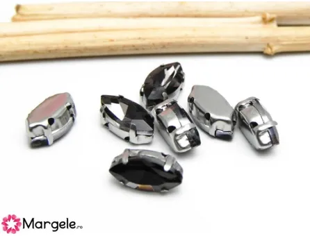 Distantier montee cu rhinestone de cristal 10x5mm gri