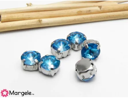 Distantier montee cu rhinestone de cristal 9mm turcoaz (1buc)