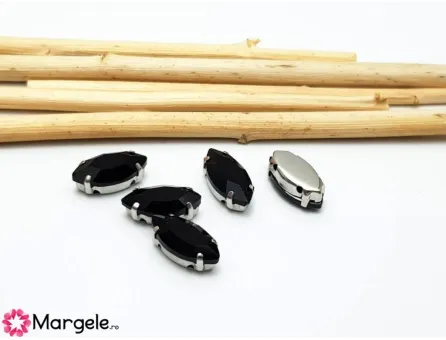 Distantier montee cu rhinestone de cristal 10x5mm negru (1buc)