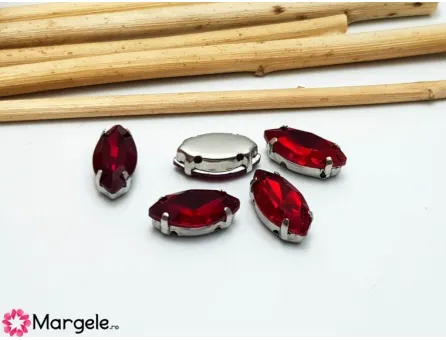 Distantier montee cu rhinestone de cristal 10x5mm rosu (1buc)