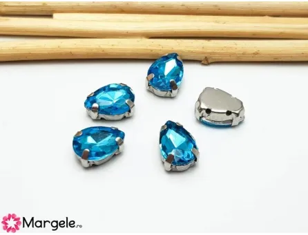 Distantier montee cu rhinestone de cristal 10x8mm capri blue