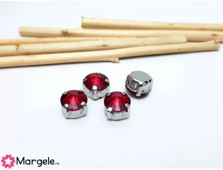 Distantier montee cu rhinestone de cristal 9mm rosu (1buc)