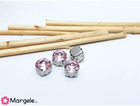 Distantier montee cu rhinestone de cristal 9mm roz (1buc)
