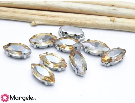 Distantier montee cu rhinestone de cristal 12x6mm golden shadow