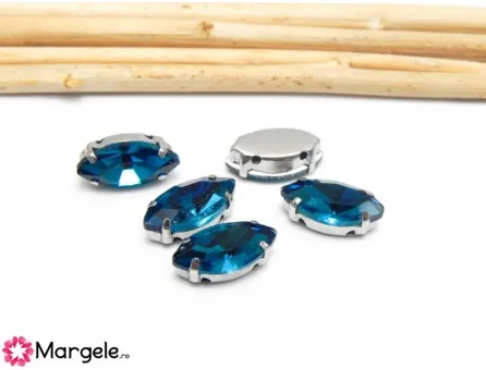 Distantier montee cu rhinestone de cristal 12x6mm marin