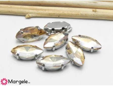Distantier montee cu rhinestone de cristal 15x7mm golden shadow