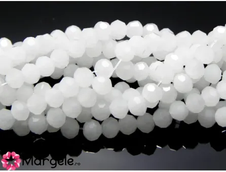 Margele cristal rotund fatetat 4mm alb opal opac (sirag)
