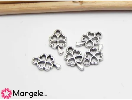 Charm argintiu 10x6mm trifoi