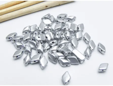 Margele Cehia Gemduo 8x5mm matte metallic silver (20buc)