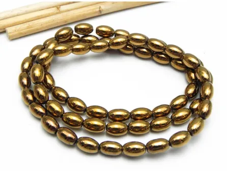 Margele sticla ovale 7x4mm cupru (sirag)