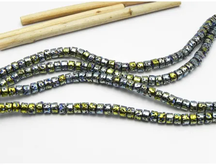 Sirag lava electroplacata rondel 4x3mm iris verde