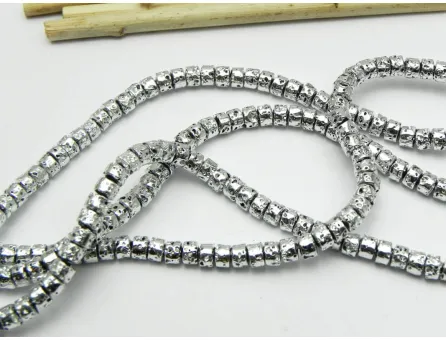 Sirag lava electroplacata rondel 4x3mm argintiu