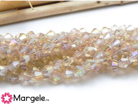 Margele cristal biconic 4mm bej AB (sirag)