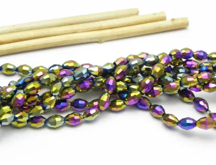 Margele cristal oval electroplacat 6x4mm multicolor (sirag)