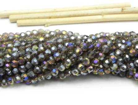 Margele cristal rotund fatetat 4mm smoke AB (sirag)