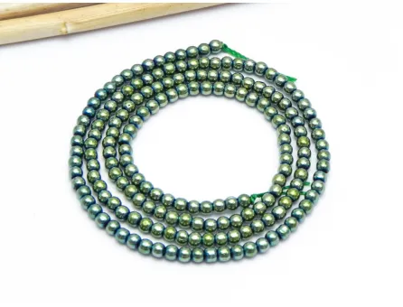 Margele sticla electroplacate 2.5mm iris verde (sirag)