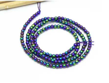 Margele sticla electroplacate 2.5mm mov verde metalic (sirag)