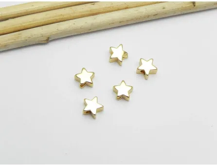 Margele de alama stea 6x6mm placate cu aur (1buc)