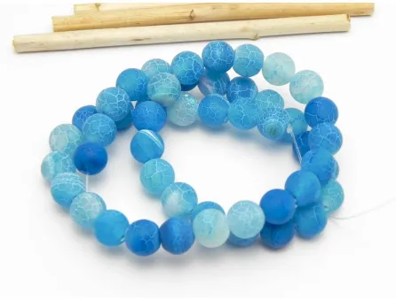 Sirag agate crackle frosted 8mm albastru