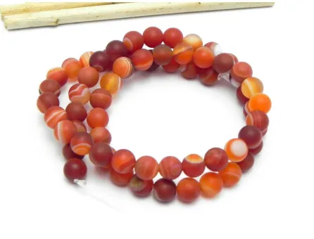 Sirag agate striped frosted 6mm caramiziu