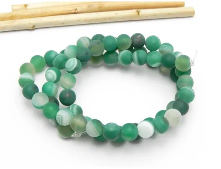 Sirag agate striped frosted 6mm verde