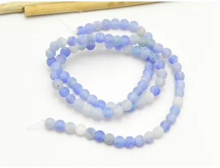 Sirag agate frosted 4mm albastru pal