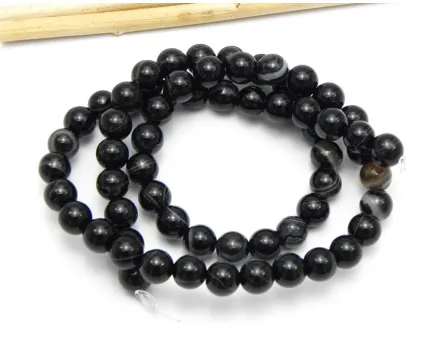 Sirag agate striped 6mm negru