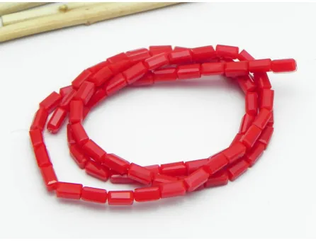 Margele cristal cuboid fatetat 6x3mm rosu opac (sirag)