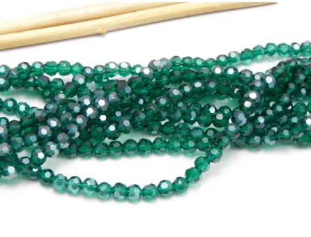 Margele cristal rotund fatetat 4mm smarald luster (sirag)