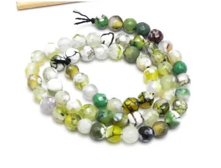 Sirag agate crackle fatetat 6mm verde alb