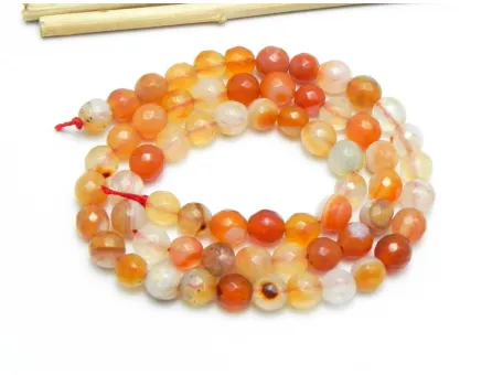 Sirag agate crackle fatetat 6mm caramiziu
