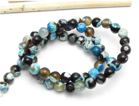 Sirag agate striped 6mm maro albastru