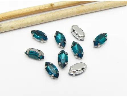 Distantier montee cu rhinestone de cristal 10x5mm capri blue
