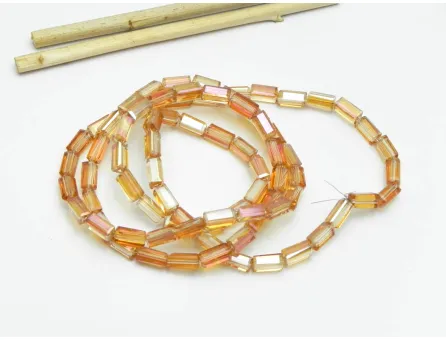 Margele cristal cuboid fatetat 6x3mm rose gold AB (sirag)