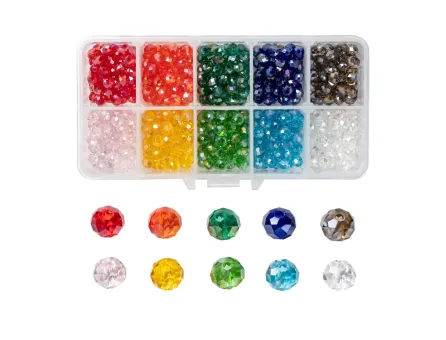 Kit margele cristale rondele 6x4mm 500 buc + cutie cadou