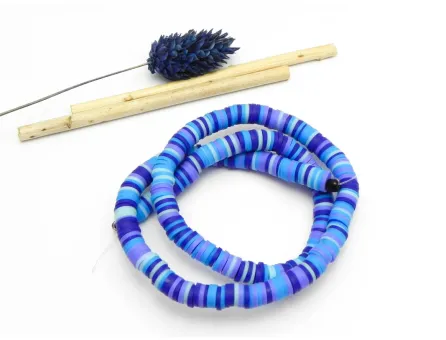 Sirag margele fimo 6x0.5~1mm albastru mov mix