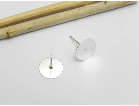 Tortite cu tija otel inoxidabil, platou 10mm argintiu deschis (2buc)