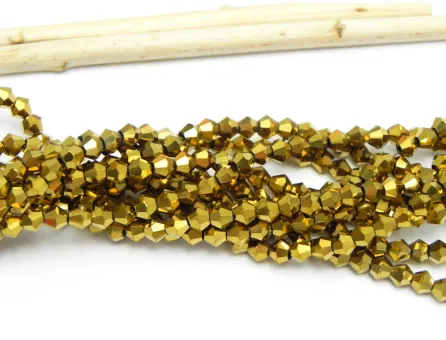 Margele cristal biconic electroplacat 3mm auriu (sirag)