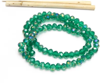 Margele cristal rondel fatetat 6x4mm smarald AB (sirag)