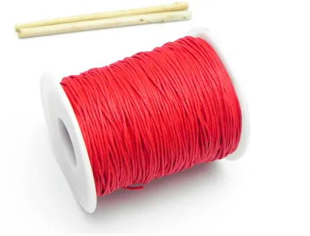 Rola ata bumbac cerata grosime 1mm rosu (80m)