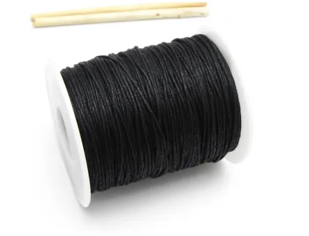 Rola ata bumbac cerata grosime 1mm negru (80m)
