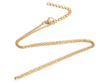 Lant otel inoxidabil auriu cu inchizatoare si prelungitor 45cm
