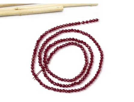 Margele cristal rotund fatetat 2mm rosu inchis (sirag)