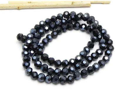 Margele cristal rotund fatetat electroplacat 6mm hematit (sirag)