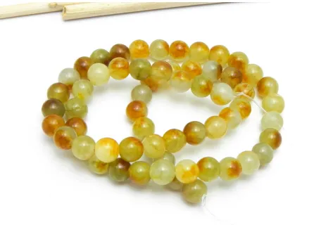 Sirag jad sfere 6mm verde olive portocaliu