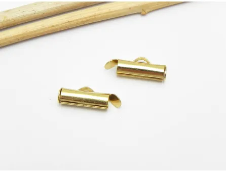 Capat miyuki/toho slide tube otel inoxidabil 13x5.5x4mm placat cu aur 18K (2buc)