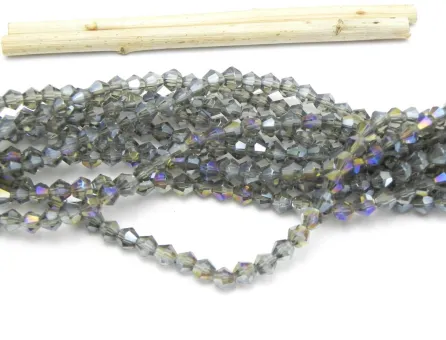 Margele cristal biconic 4mm gri AB (sirag)