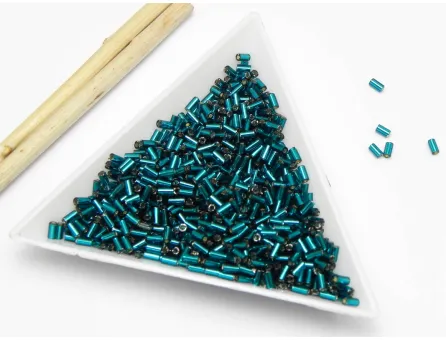 Toho bugle 3mm silver lined teal (5g)